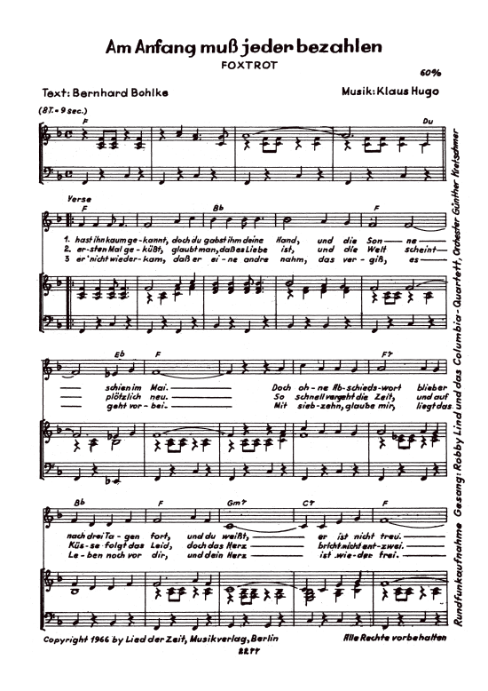 Product picture to: Am Anfang muss jeder bezahlen Robby Lind & Columbia Quartett, Orchester Günther Kretschmer