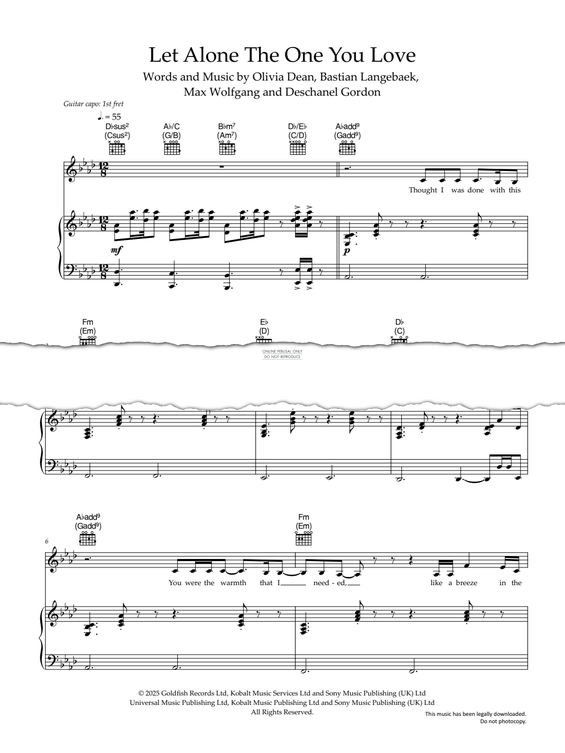 Produktgalerie: Seite 1 von 1 Let Alone The One You Love, Olivia Dean, Gesang, Gitarre, Klavier