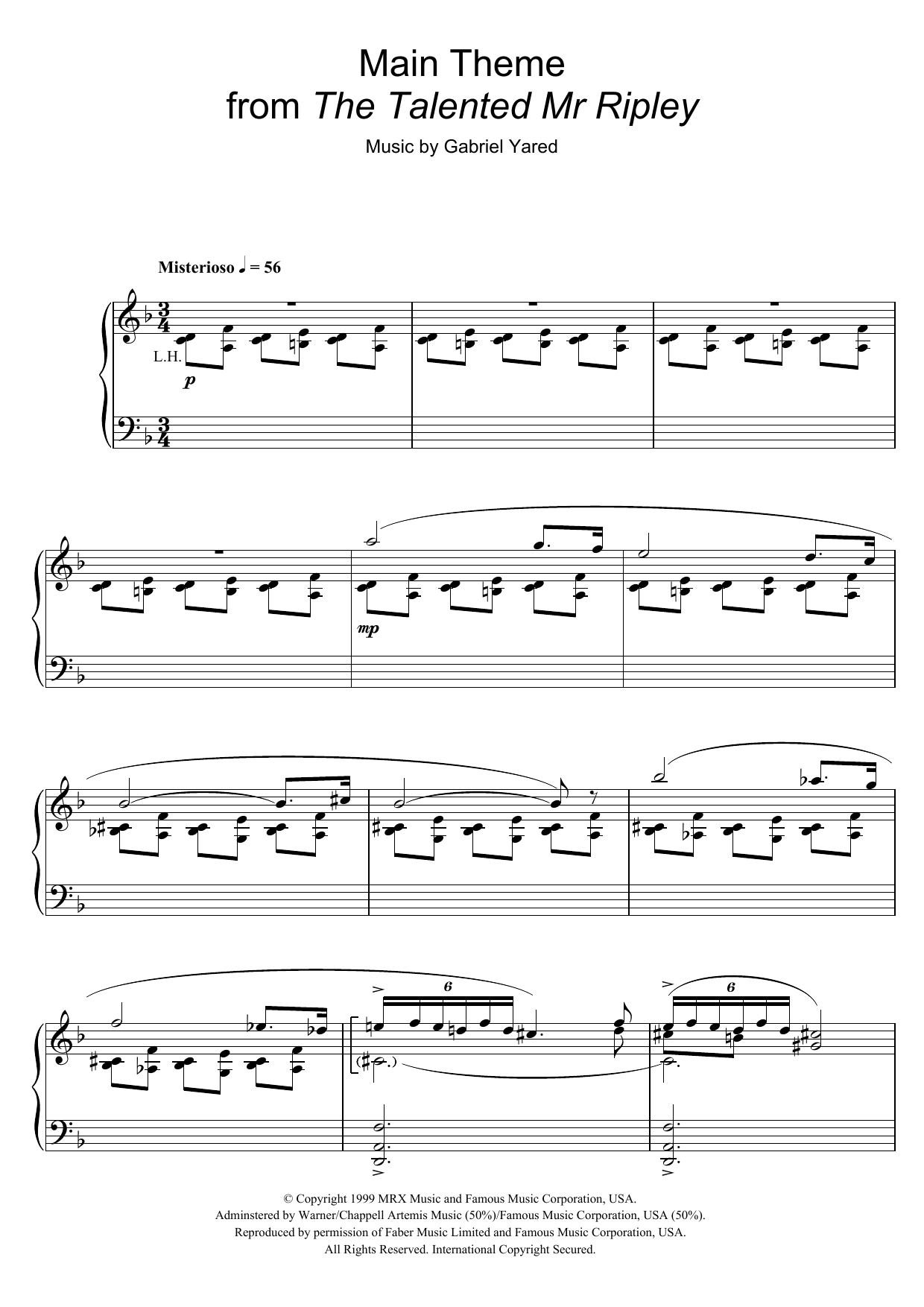 Product picture to: Main Theme (from The Talented Mr Ripley)