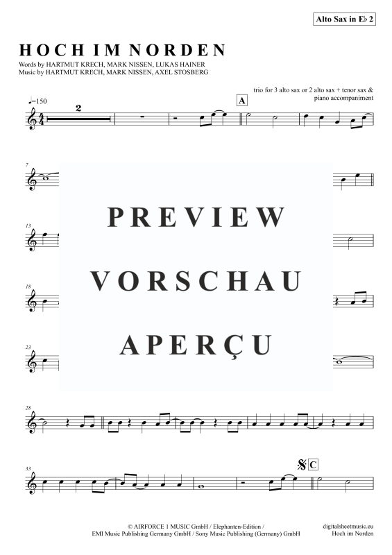 Produktgalerie: Seite 11 von 11 Hoch im Norden, Santiano, (Saxophon Trio AAA(T) + Klavier)
