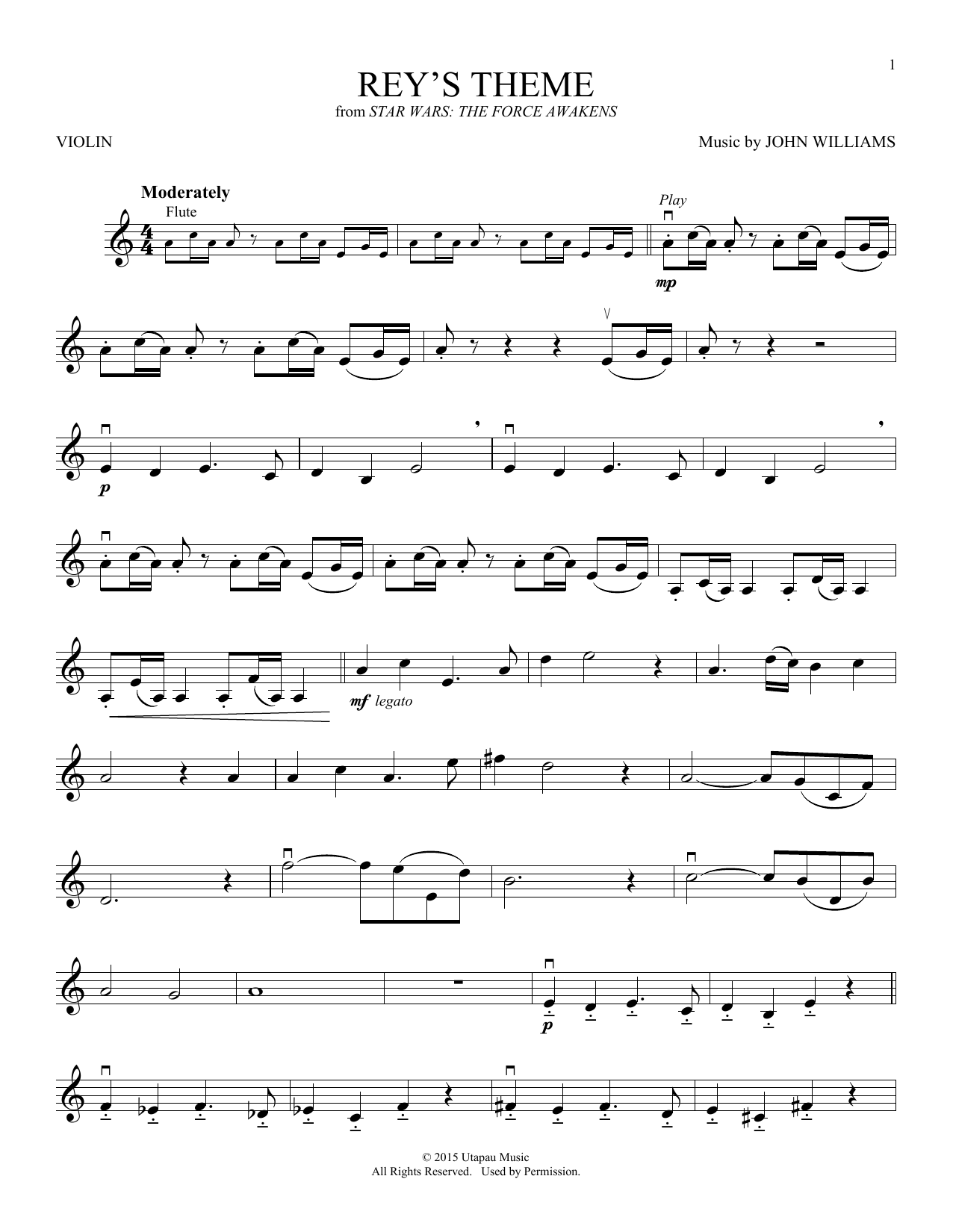 Product gallery: Page 1 of 1 Rey's Theme (from Star Wars: The Force Awakens), John Williams