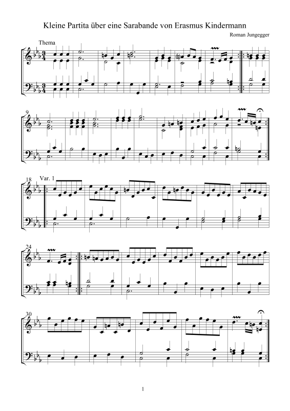 Product picture to: Kleine Partita über eine Sarabande von Erasmus KindermannRoman Jungegger