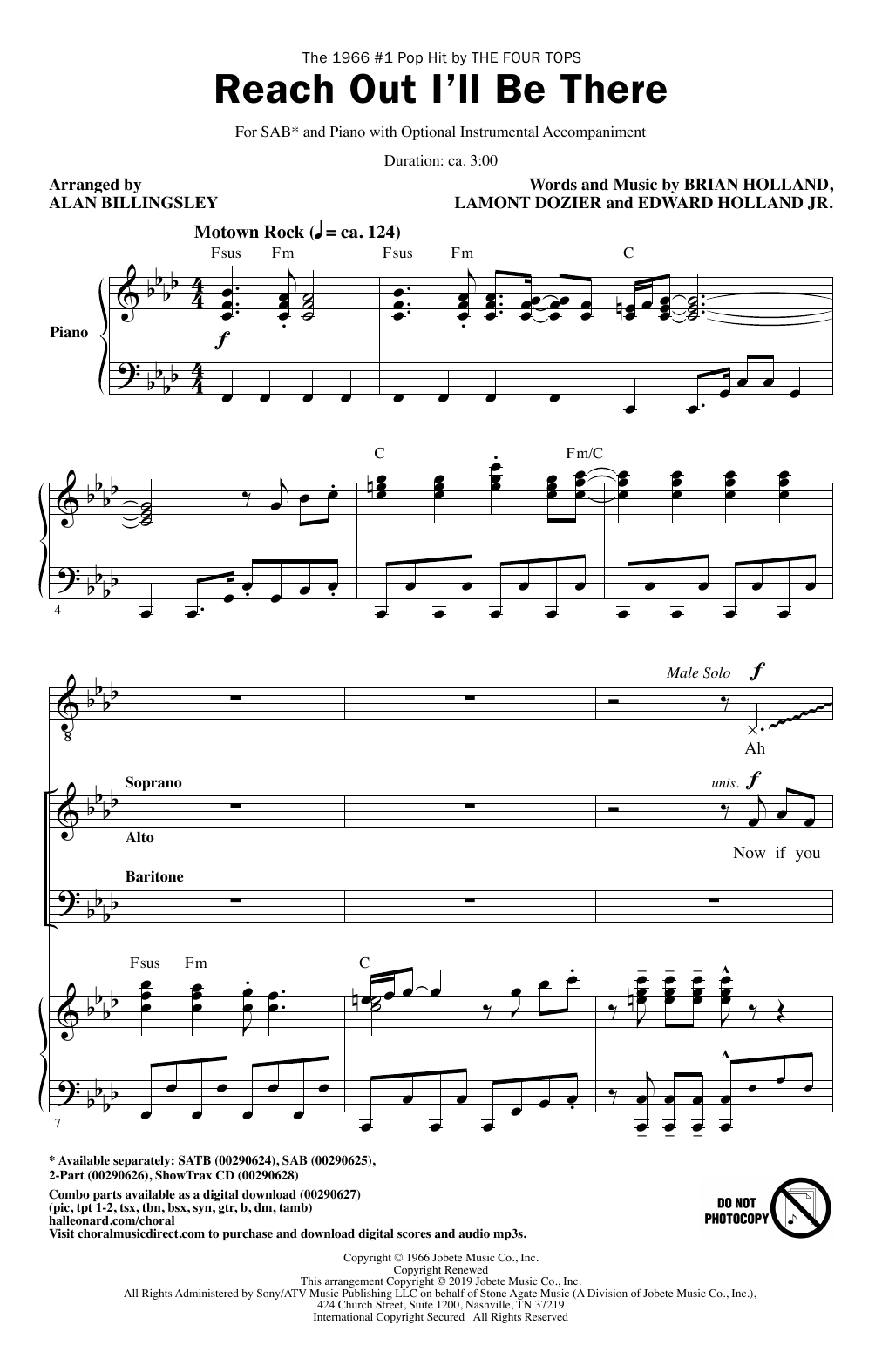 Produktbild zu: Reach Out I'll Be There (arr. Alan Billingsley)