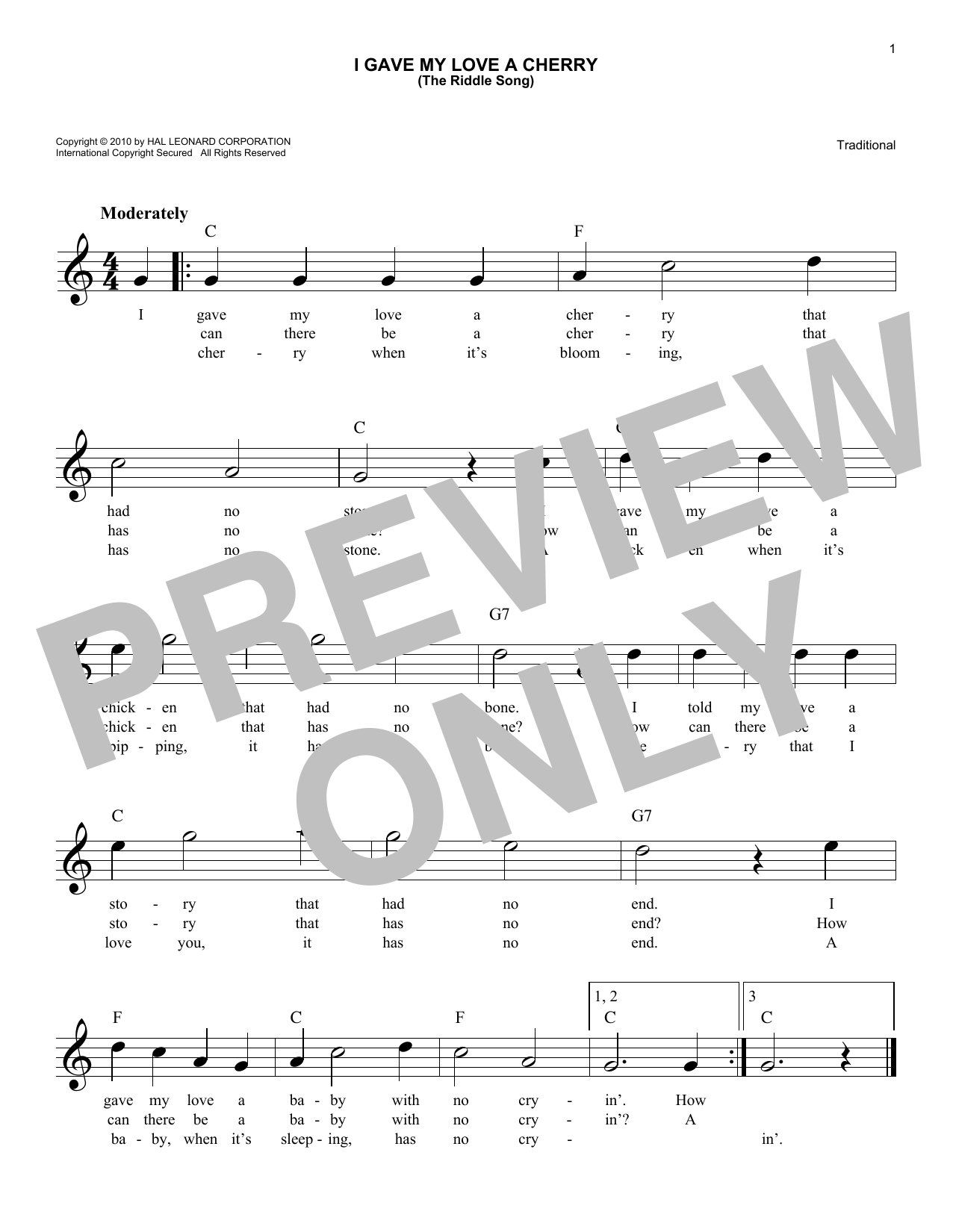 Produktgalerie: Seite 1 von 1 I Gave My Love A Cherry (The Riddle Song), Traditional