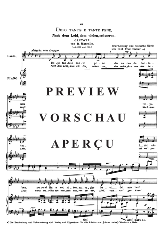 Product gallery: Page 2 of 8 Dopo tante e tante pene, Sieber Ferdinand, Low Voice and Piano