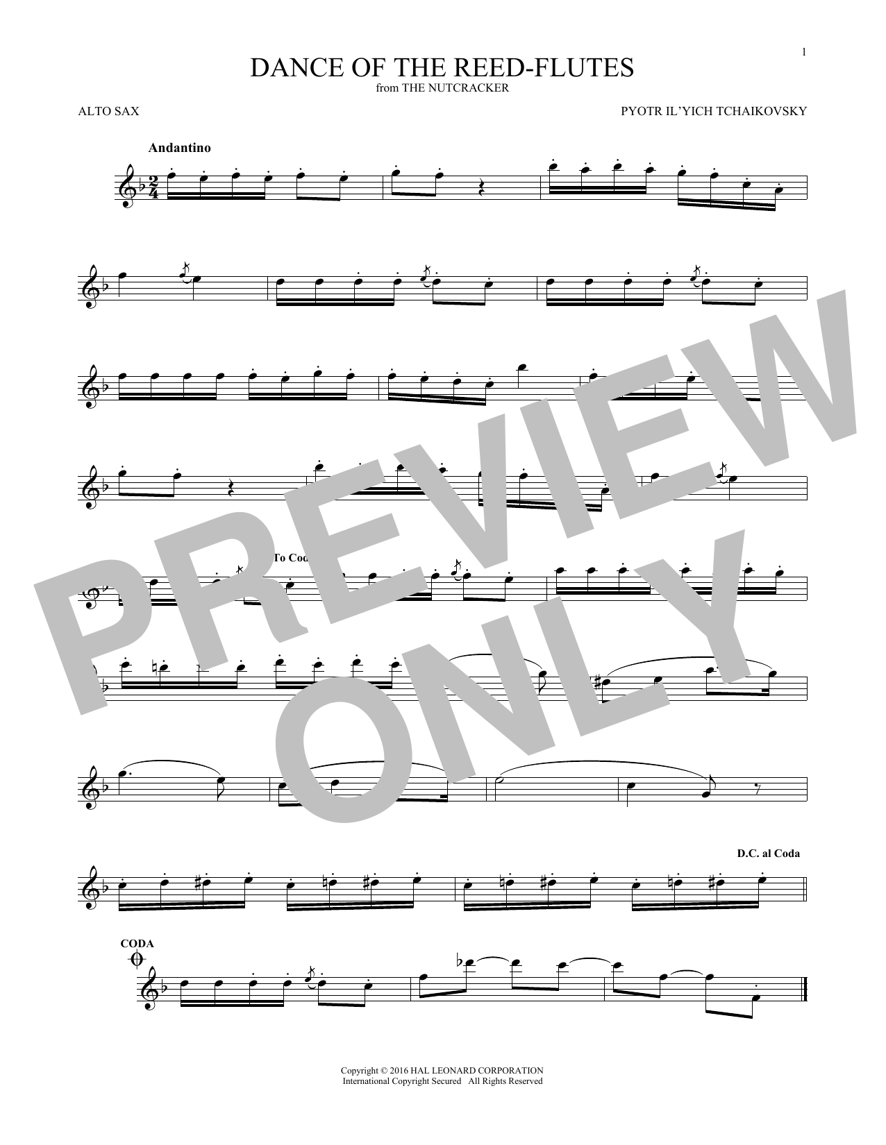 Product gallery: Page 1 of 1 Dance Of The Reed Flutes, Op. 71a (from The Nutcracker), Pyotr Il'yich Tchaikovsky