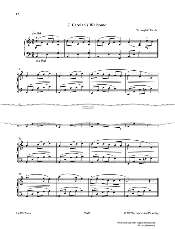 Produktgalerie: Seite 1 von 1 Carolan's Welcome, Turlough O'Carolan, Klavier