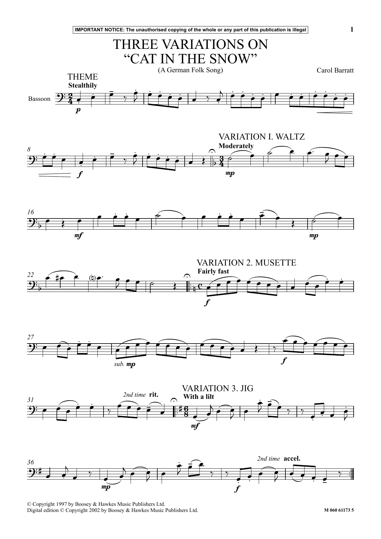 Produktbild zu: Three Variations On "Cat In The Snow" (A German Folk Song)