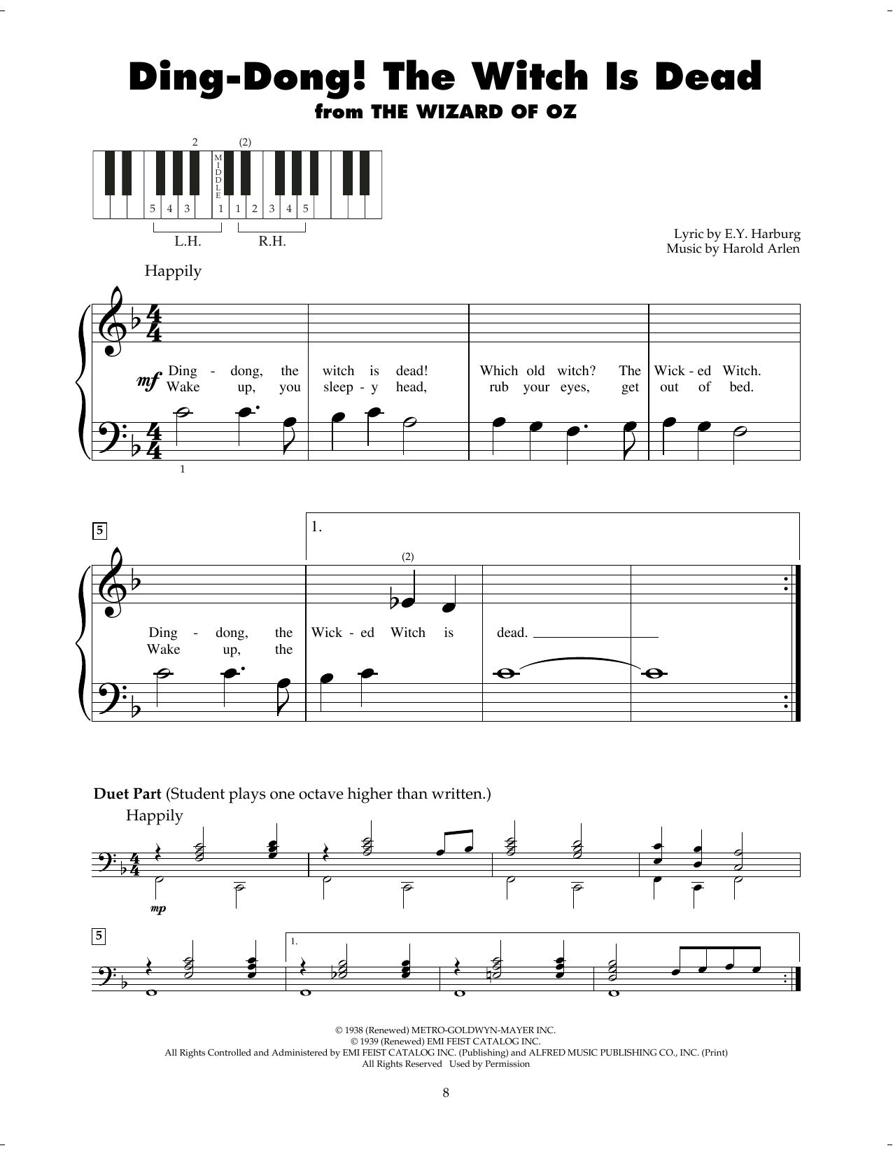 Produktgalerie: Seite 1 von 1 Ding-Dong! The Witch Is Dead (from The Wizard Of Oz), Harold Arlen, Klavier