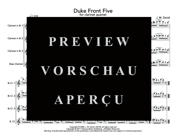 Product gallery: Page 5 of 11 Duke Front Five, , (Clarinet Quartet)