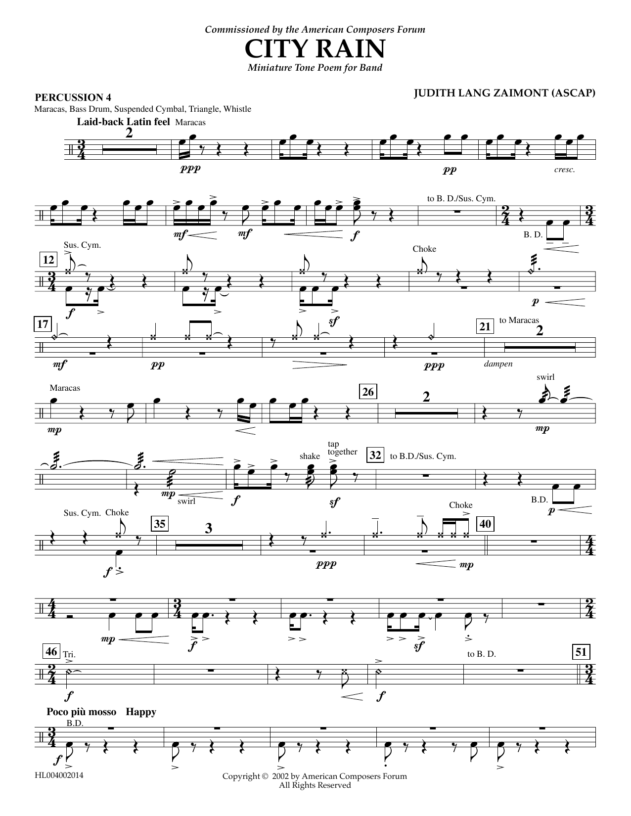 Produktgalerie: Seite 1 von 1 City Rain - Percussion 4, Judith Zaimont, Ensemble