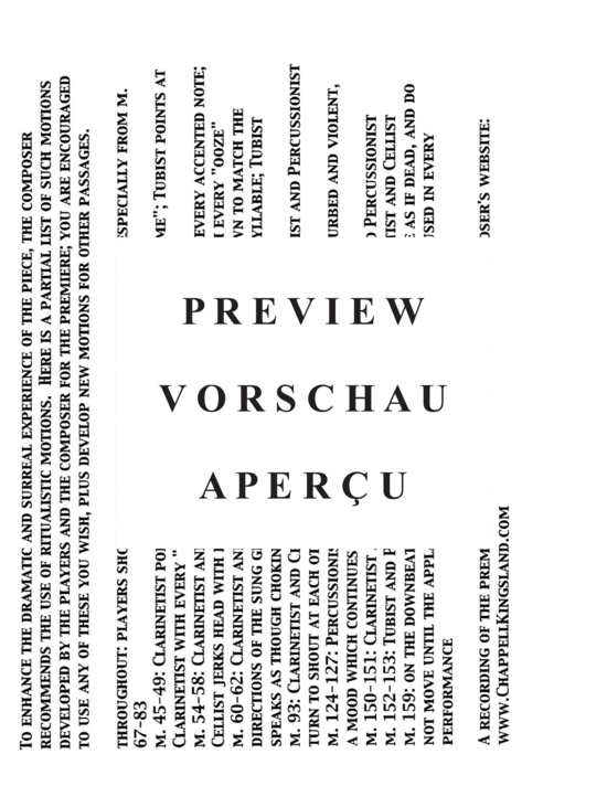 Produktgalerie: Seite 5 von 21 Quartet for the End of Music , , (Gemischtes Ensemble für Bass Klarinette, Violoncello, Tuba + Percussion)