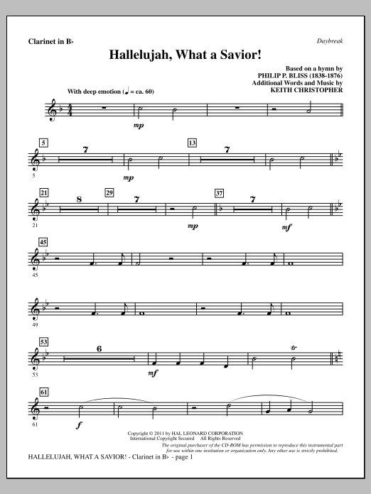 Produktbild zu: Hallelujah, What A Savior! - Bb Clarinet