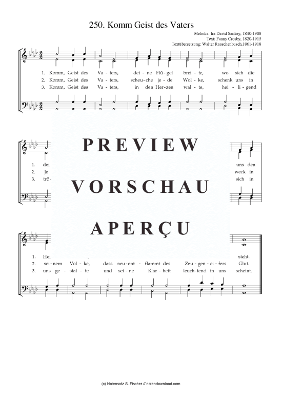 Product picture to: Komm Geist des Vaters Ira David Sankey, 1840-1908 / Fanny Crosby, 1820-1915
