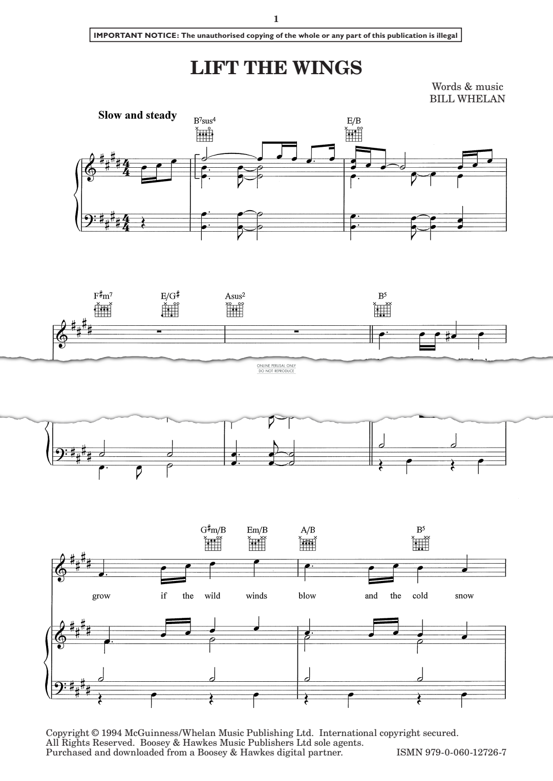 Produktgalerie: Seite 1 von 1 Lift The Wings (from 'Riverdance'), Bill Whelan, Gesang, Klavier