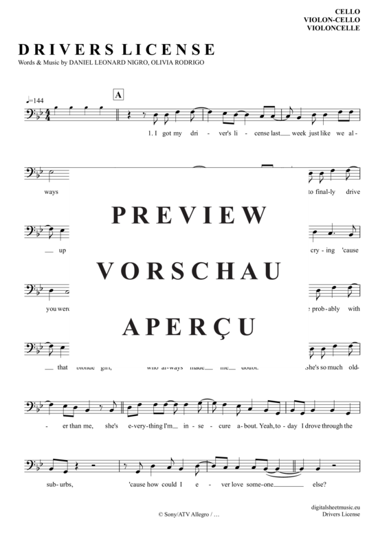 gallery: Drivers License , Rodrigo, Olivia, (Cello)