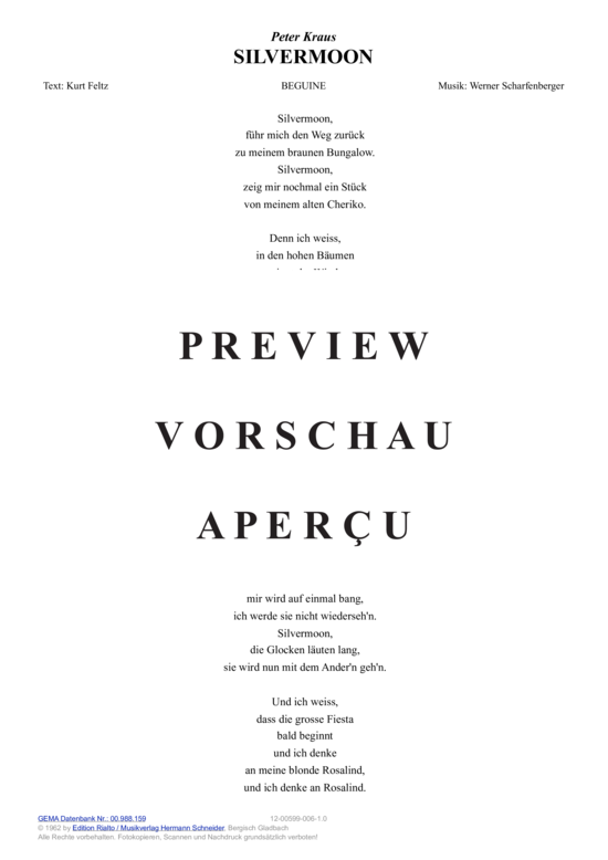 Produktgalerie: Seite 10 von 11 Silvermoon , Kraus, Peter, (Melodie-Stimmen in C/B/Es)