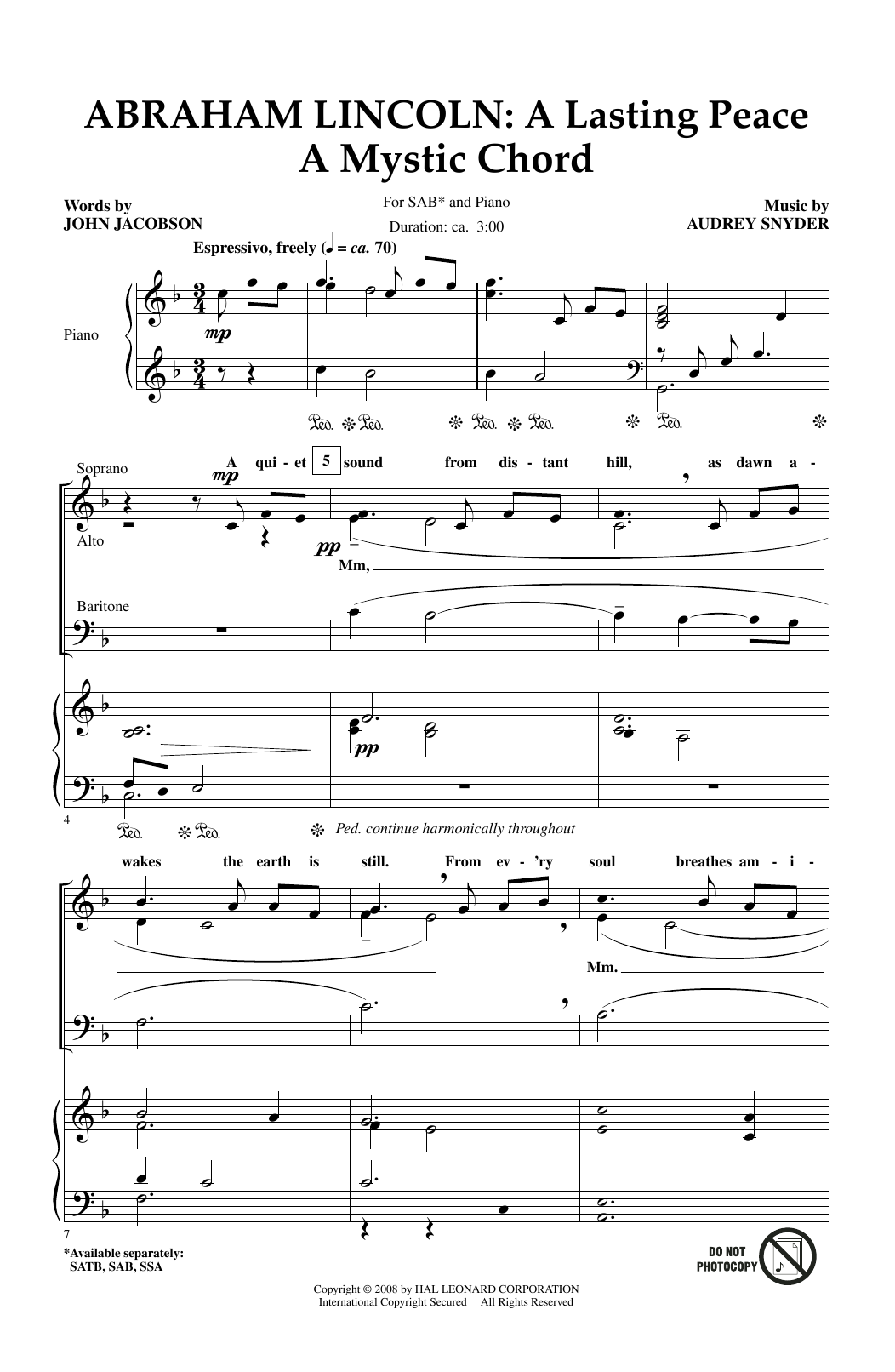 Produktgalerie: Seite 1 von 1 Abraham Lincoln: A Lasting Peace, John Jacobson, Chor