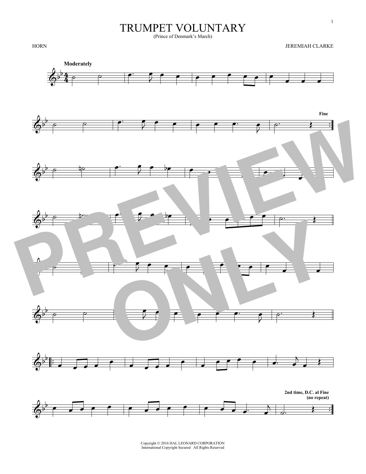 Produktgalerie: Seite 1 von 1 Trumpet Voluntary, Jeremiah Clarke, Horn