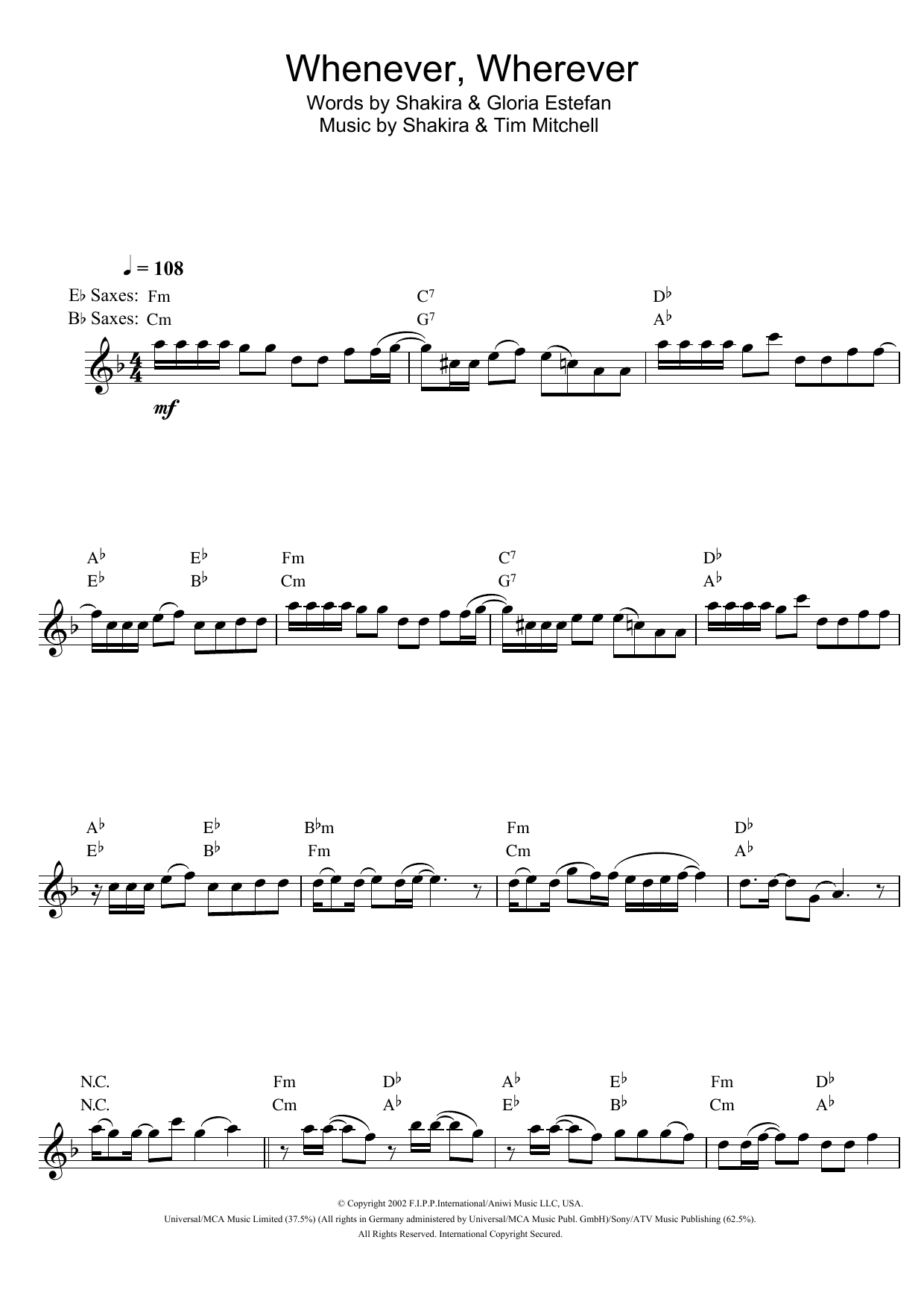 Product gallery: Page 1 of 1 Whenever, Wherever, Shakira