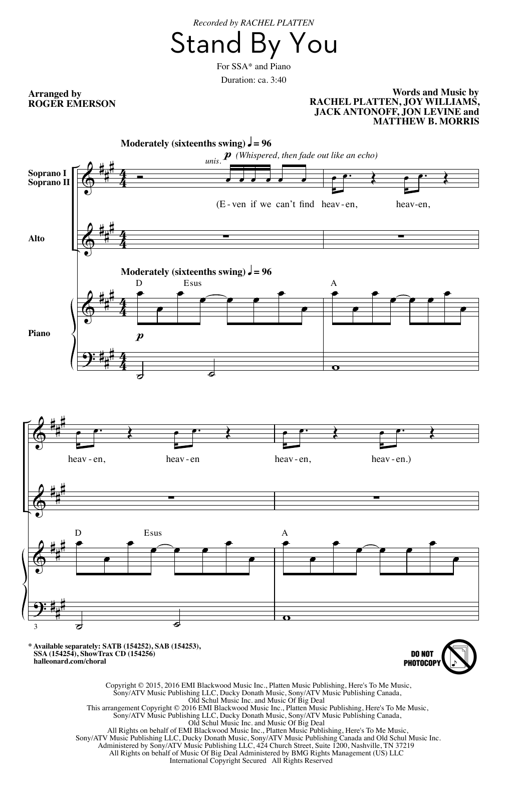 Produktgalerie: Seite 1 von 1 Stand By You, Roger Emerson, Chor
