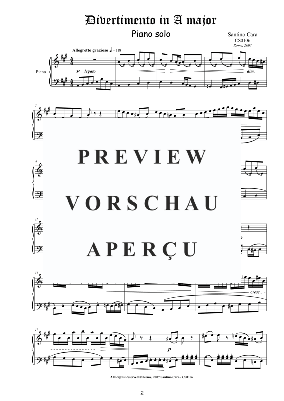 Produktgalerie: Seite 3 von 7 Divertimento in A-Dur, , Klavier Solo