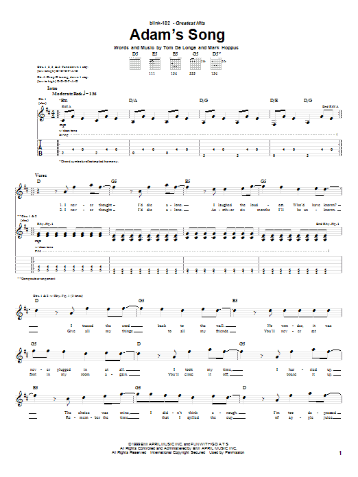 Product gallery: Page 1 of 1 Adam's Song, Blink-182