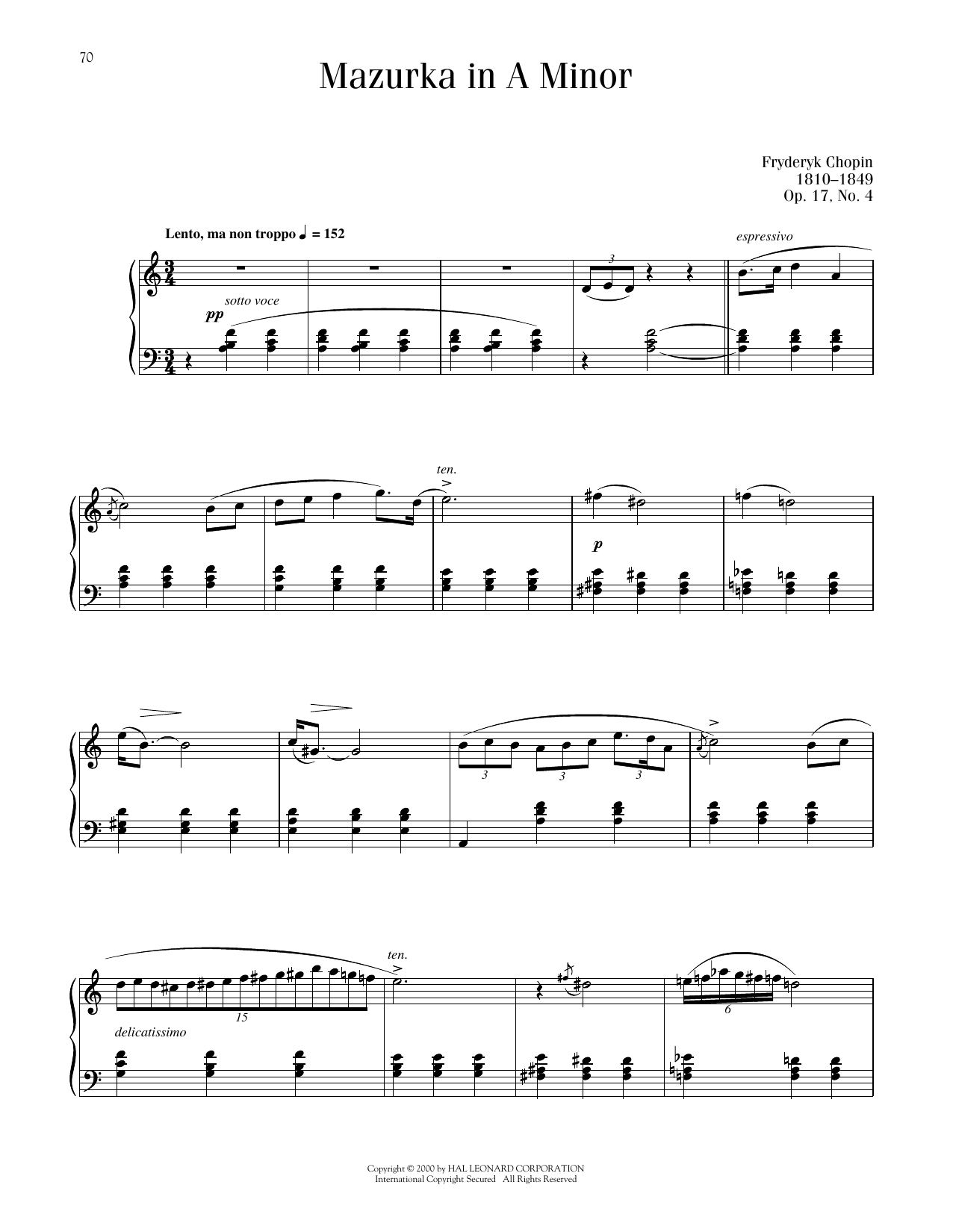 Product picture to: Mazurka In A Minor, KK IIb, No. 4