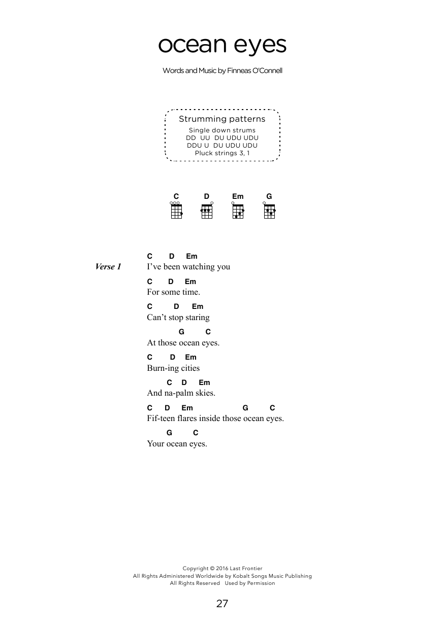 Product gallery: Page 1 of 1 ocean eyes (arr. Elise Ecklund), Billie Eilish