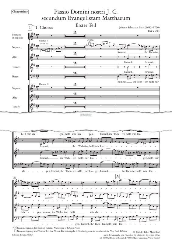 Produktgalerie: Seite 1 von 1 St. Matthew Passion BWV 244, Johann Sebastian Bach, Chor