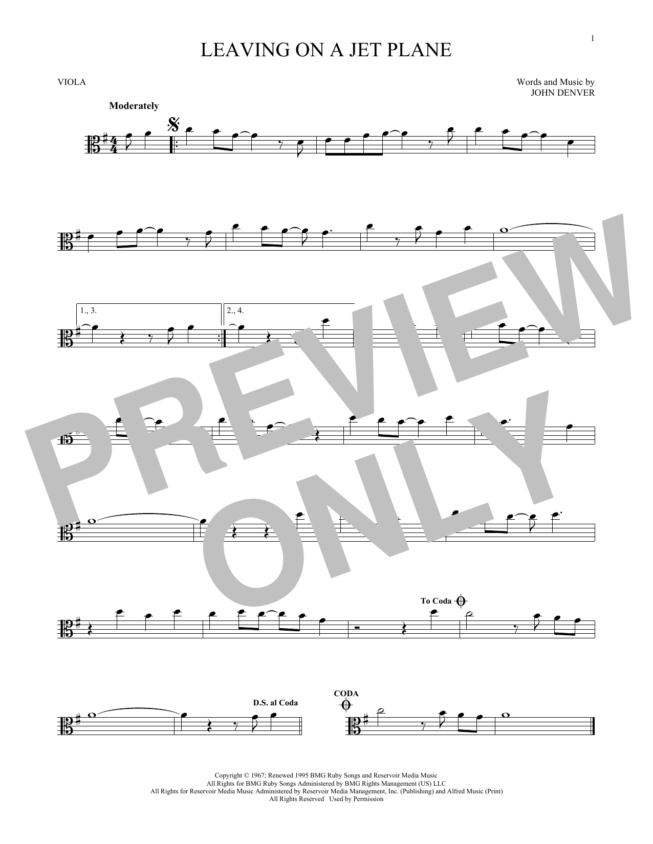 Product gallery: Page 1 of 1 Leaving On A Jet Plane, John Denver