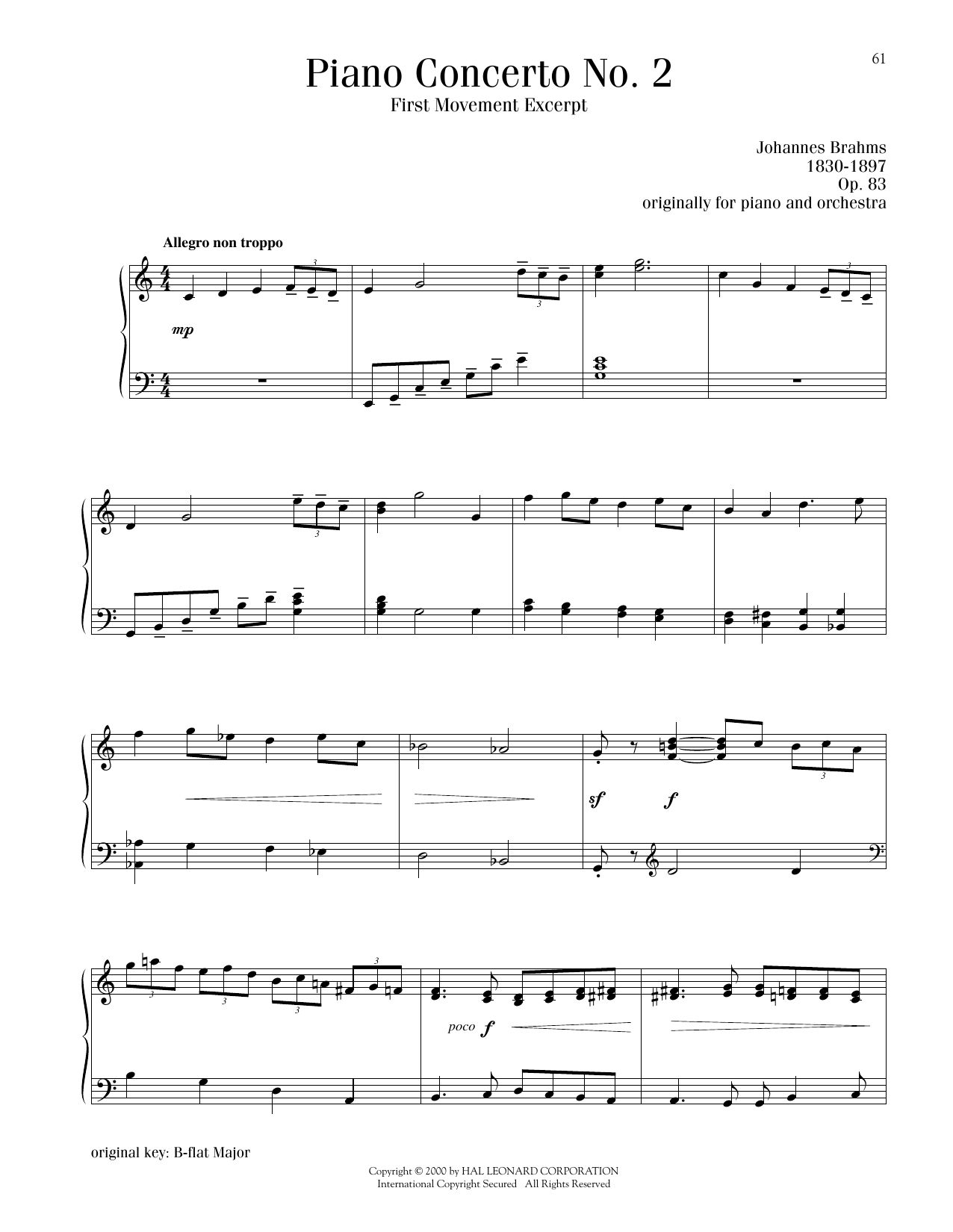 Produktgalerie: Seite 1 von 1 Piano Concerto No. 2, First Movement Excerpt, Johannes Brahms, Klavier