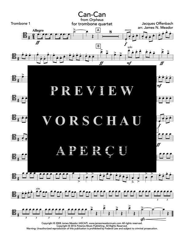 Product gallery: Page 11 of 11 Can-Can, , (Trombone quartet)