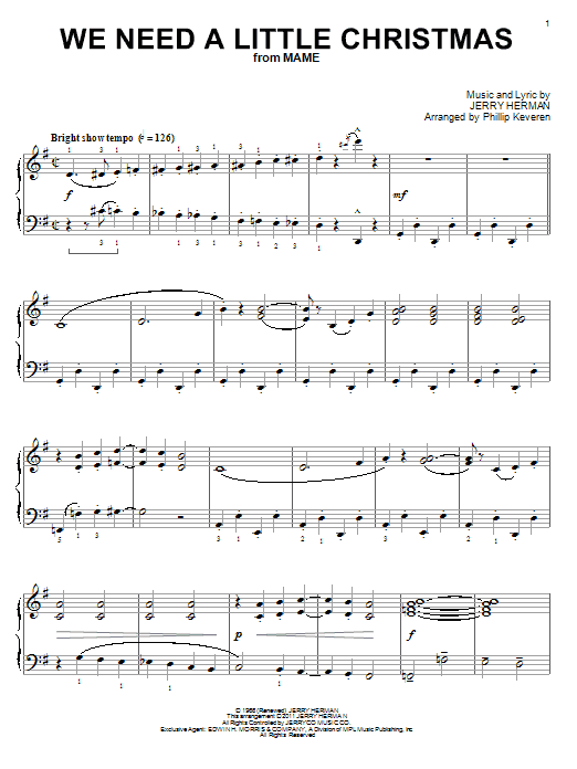 Product gallery: Page 1 of 1 We Need A Little Christmas (arr. Phillip Keveren), Angela Lansbury