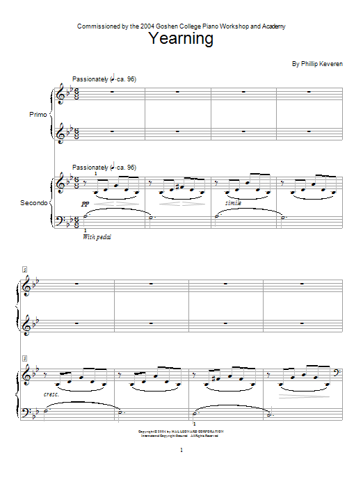 Product picture to: Yearning (Piano Duet)