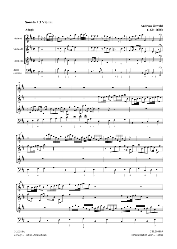 Produktgalerie: Seite 1 von 11 Sonata à 3 Violini (mit Stimmen), , Gemischtes Ensemble 3 Violinen und BC