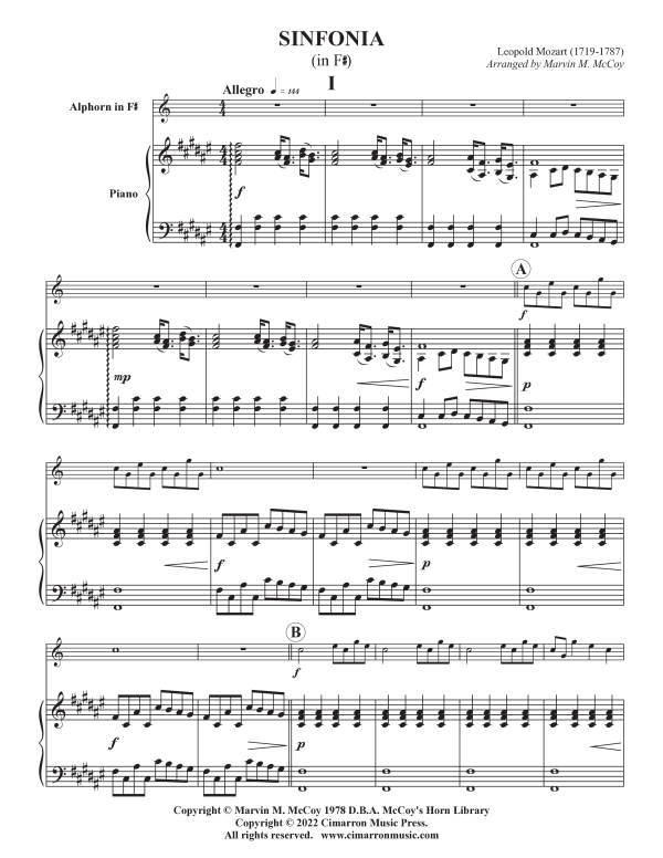 Produktgalerie: Seite 1 von 11 Sinfonia in Fis, , Alphorn in Fis und Klavier