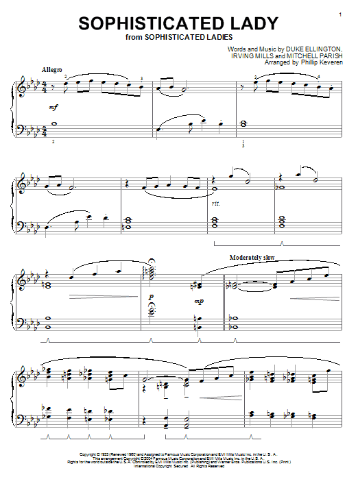 Product picture to: Sophisticated Lady (arr. Phillip Keveren)