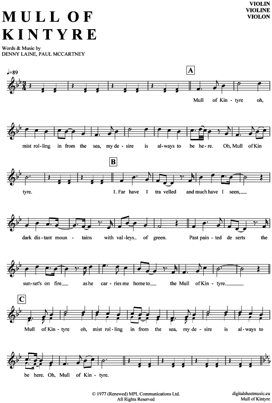 Product gallery: Page 1 of 4 Mull of Kintyre , McCartney, Paul, (violin)