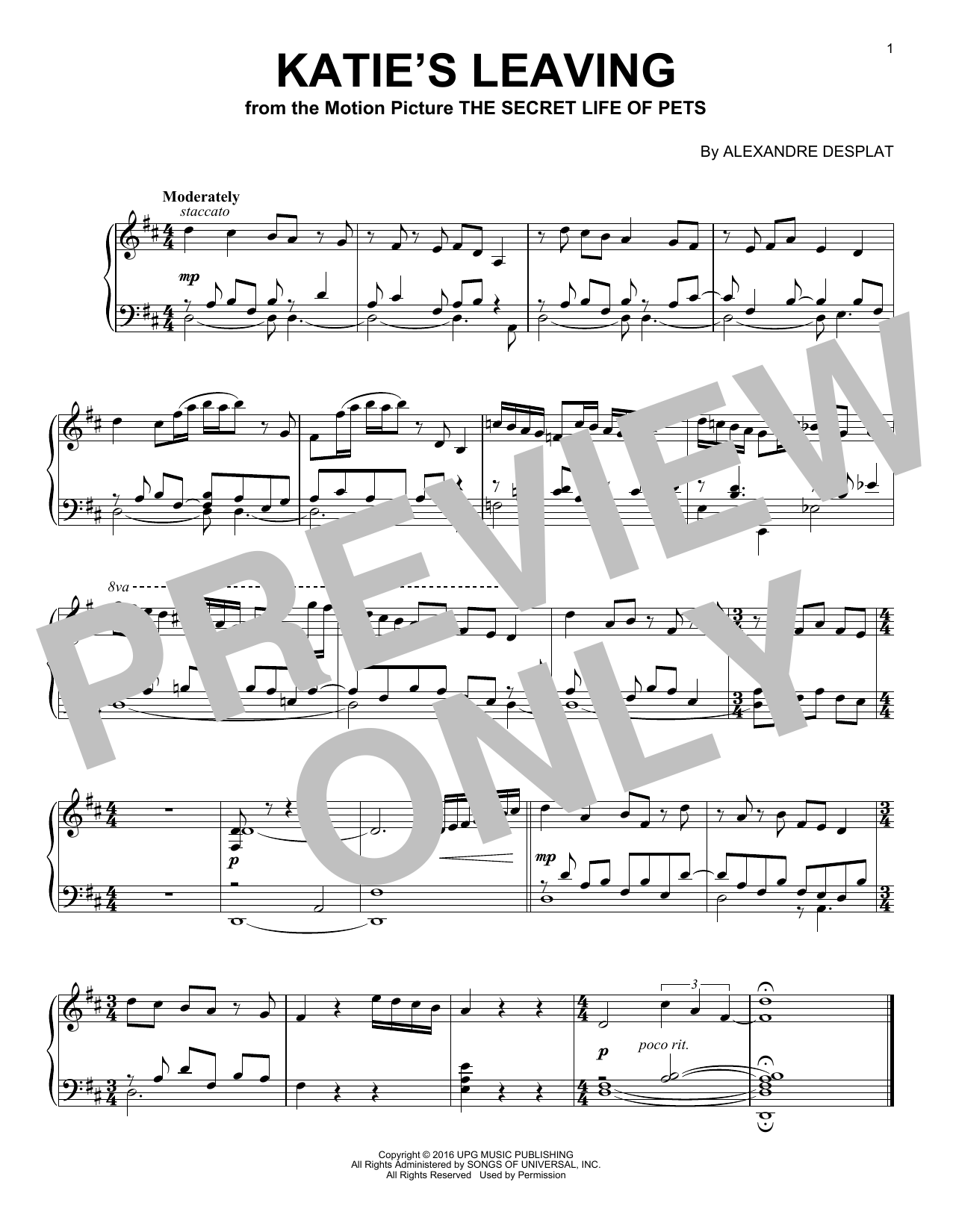 Product gallery: Page 1 of 1 Katie's Leaving, Alexandre Desplat