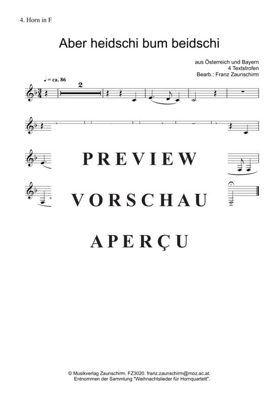 Produktgalerie: Seite 6 von 6 Aber heidschi bum beidschi , , (Horn-Quartett)
