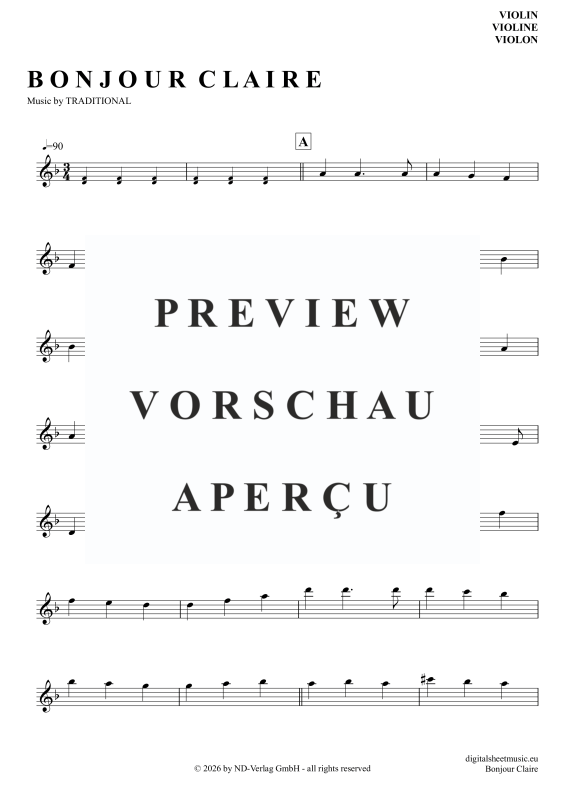 Product gallery: Page 2 of 4 Bonjour Claire, Traditional, (violin)
