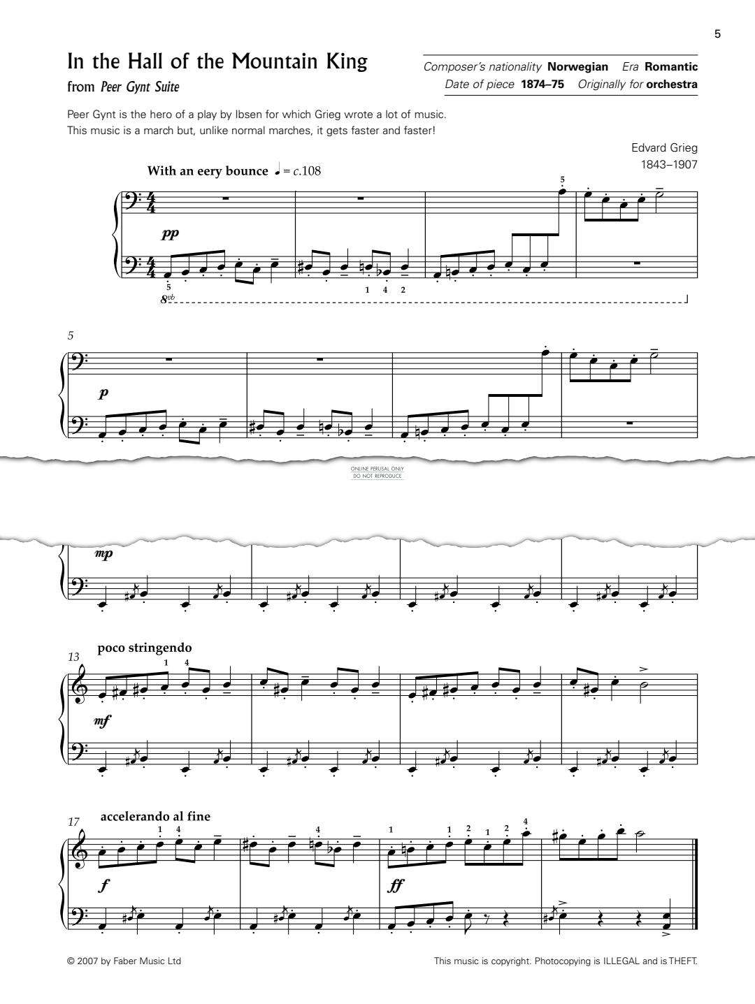 Produktgalerie: Seite 1 von 1 In the Hall of the Mountain King (from 'Peer Gynt Suite'), Edvard Grieg, Klavier