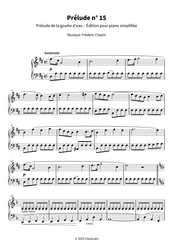 Produktgalerie: Seite 1 von 6 Prélude n° 15 - Prélude de la goutte d´eau - Édition pour piano simplifiée, , Klavier Solo