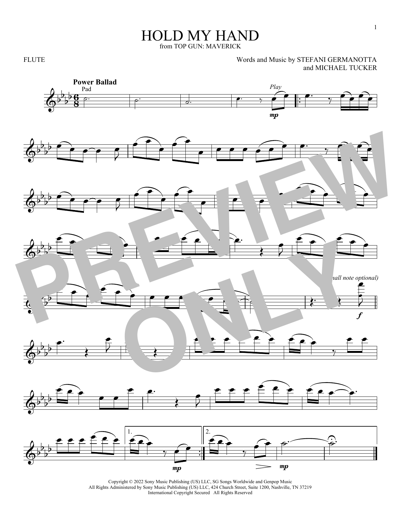 Product gallery: Page 1 of 1 Hold My Hand (from Top Gun: Maverick), Lady Gaga