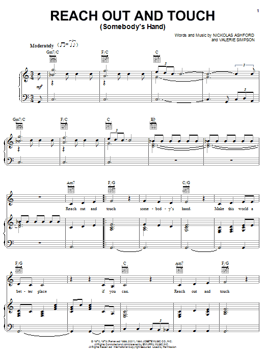 Produktgalerie: Seite 1 von 1 Reach Out And Touch (Somebody's Hand), Diana Ross, Gesang, Gitarre, Klavier