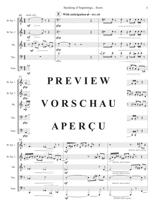 Produktgalerie: Seite 7 von 21 Speaking of Beginnings... , , (Blechbläser Quintett)
