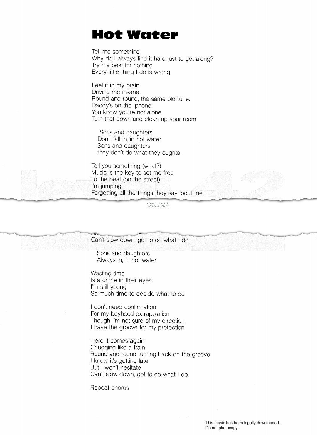 gallery: Hot Water, Level 42