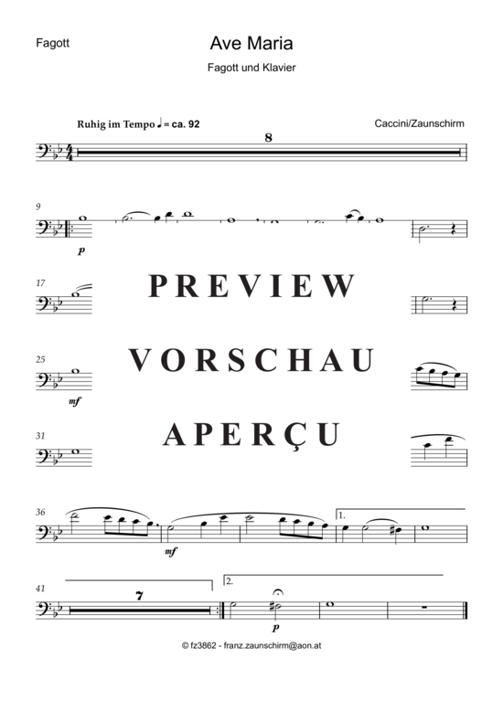 Product gallery: Page 5 of 7 Ave Maria , , (bassoon + piano)