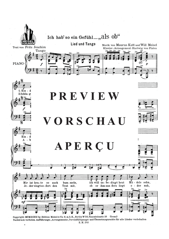 Produktgalerie: Seite 3 von 3 Ich hab so ein Gefühl als ob, , Klavier und Gesang